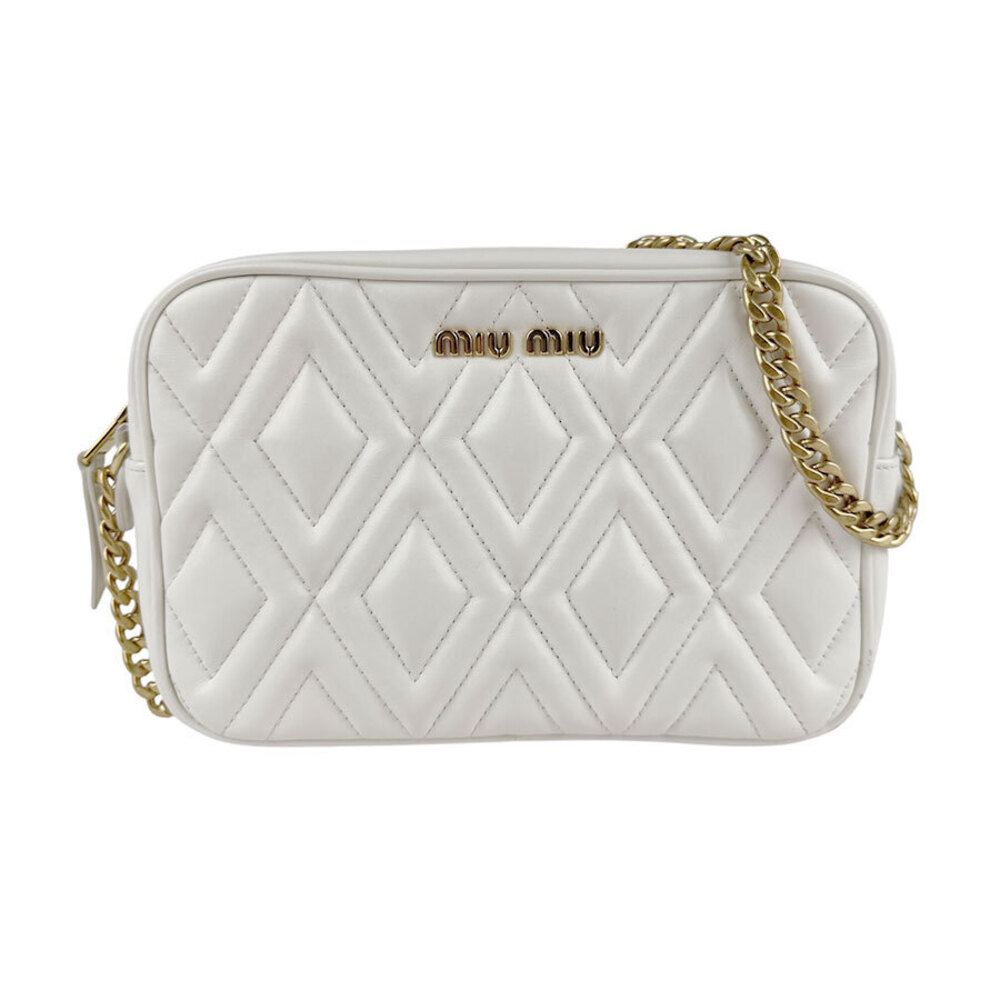 Miu Miu shoulder bag leather metal off white gold